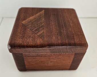 Small Decorative Wood Box with Triangle Inlay