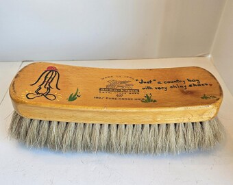 Vintage Acca-Kappa #497 Italian Horsehair Shoe Brush with Drawing and Message
