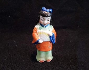 Vintage Japanese Girl with Fan Figurine
