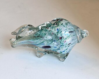 Hand Blown Confetti Glass Pig Small Figurine