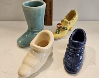 Vintage Mini Pottery Shoes Lot of 4
