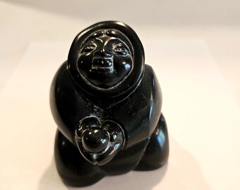 Boma Figurine Black Resin Inuit Woman