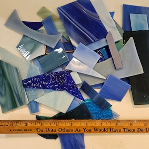 Stained Glass 2lb Mosaic Large Pieces Mix Blues