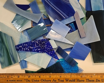 Stained Glass 2lb Mosaic Large Pieces Mix Blues