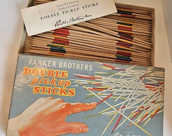 Vintage Parker Brothers Double Pick Up Sticks Box with Game Sticks
