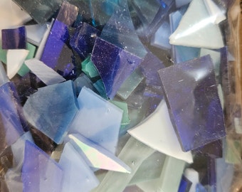 Stained Glass 2lb Mosaic Small Pieces Mix Blues