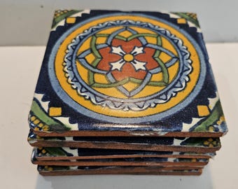 Set of 6 Talavera Mexican 4 inch Ceramic Tiles