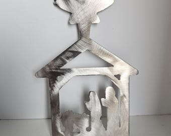 Cut Stainless Steel Nativity Ornament by Artist Bob Doster Signed