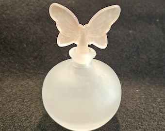 Frosted Glass Pink Butterfly Stopper Perfume Bottle