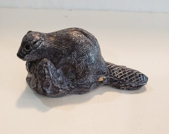 Wolf Original Beaver Figurine Stone Look