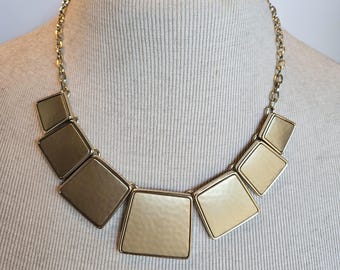Chicos Gold Tone Chunky Bib Necklace 17-22 inches