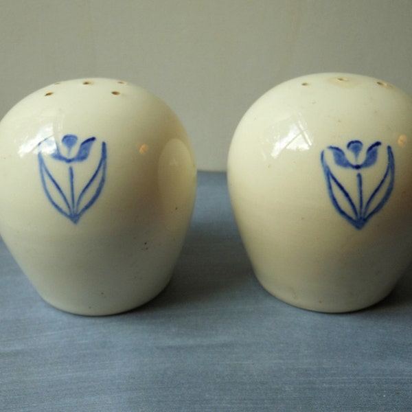 Blue and White Pottery Salt and Pepper Shakers