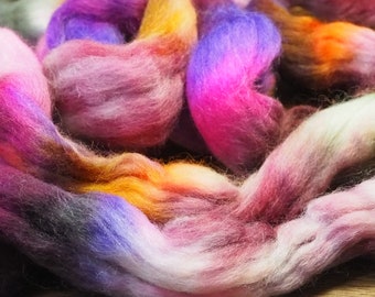 Falkland Wool Top for Handspinning or Felting - Russet Pansies