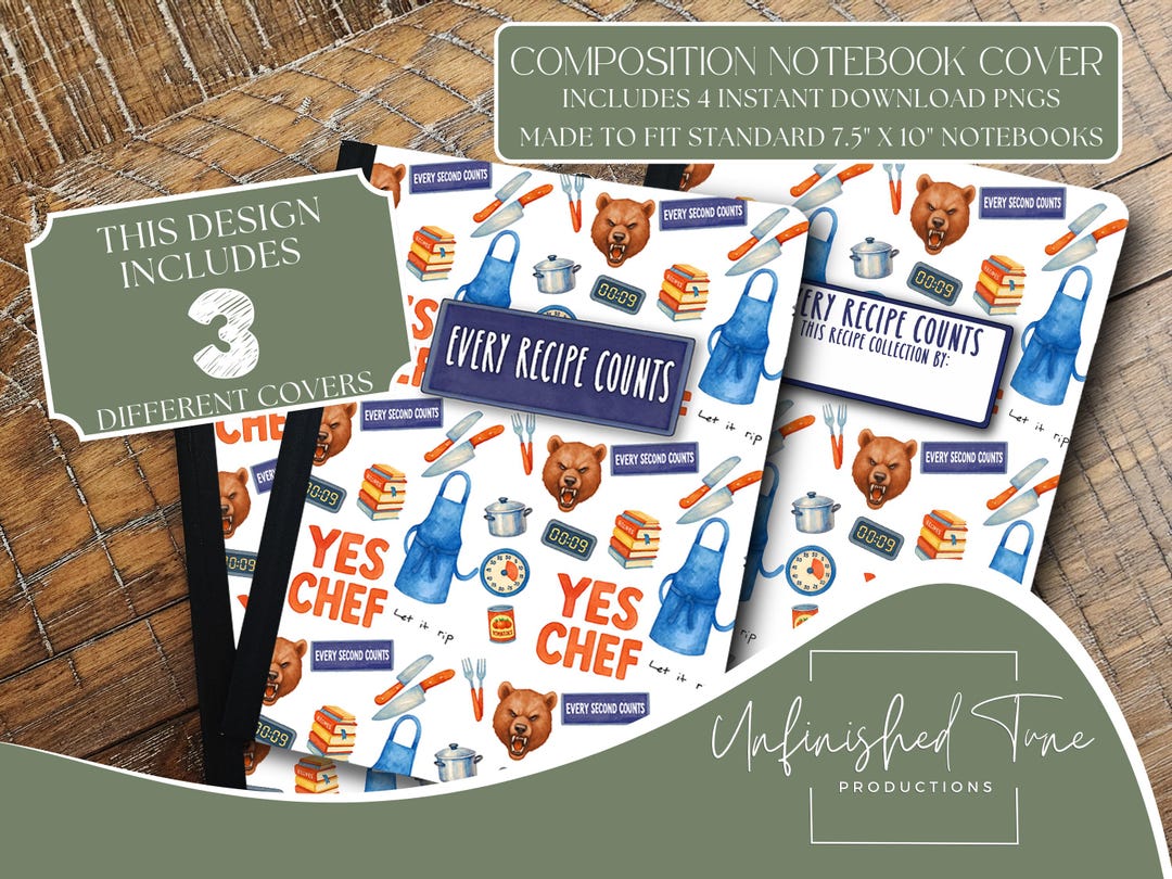 Yes Chef Notebook Cover Printable: the Bear Inspired Kitchen Journal ...
