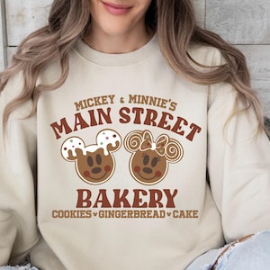 Mickey and Minnie Main Street Bakery Sweatshirt, Disney Christmas Gingerbread Sweater, Disney Christmas Sweater, Disney Christmas Cookies