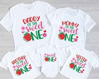 Sweet One Strawberry Birthday Shirts, Matching Family Birthday Shirt, 1st Birthday Shirt, Strawberry Theme Birthday Party, Birthday Gift