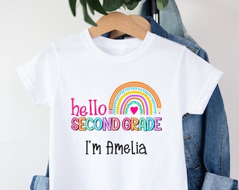 Personalized Hello Second Grade Shirt, Custom Back To School Kids Shirt, First Day Of School Shirt, Kids School Shirt, 1st Day of School