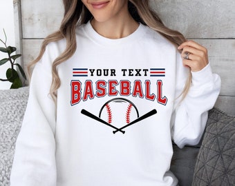 Custom Baseball Name Sweatshirt, Baseball Sweatshirt, Gameday Sweater, Baseball Team, Baseball Season, Baseball Lover, Baseball Gift
