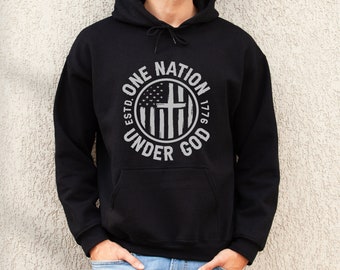One Nation Under God Hoodie, American Flag Hoodie, Patriotic Hoodie, 4th of July, Patriotic Gift, USA Hoodie, Independence Day