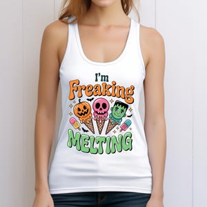 I&#39;m Freaking Melting Tank Top, Spooky Ice Cream Tee, Halloween Summer Tee, Halloween Gothic Tee, Halloween Holiday Tee, Vacation Lover Tee