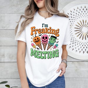 I&#39;m Freaking Melting Comfort Shirt, Spooky Ice Cream Halloween Summer Tee, Halloween Gothic Tee, Halloween Holiday Tee, Vacation Lover Tee