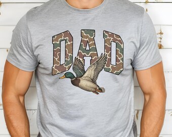Camo Duck Dad T-Shirt, Father's Day Camo T-Shirt, Camo Flying Mallard Shirt, Duck Hunting Shirt, Mallard Camo Shirt, Hunting Season Dad Gift