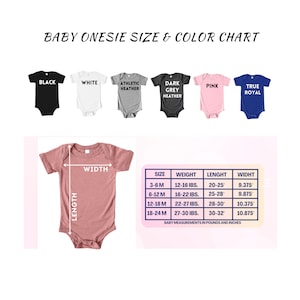Pu&ograve; includere: Una tabella di taglie e colori per body per neonati. La tabella mostra le diverse taglie, pesi, lunghezze e larghezze dei body. La tabella mostra anche i diversi colori dei body, tra cui nero, bianco, grigio atletico, grigio scuro, rosa e blu reale.