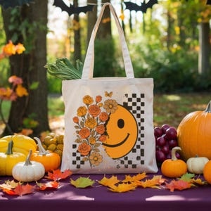 Bolsa de tela floral otoñal: Calabazas bohemias, regalo de Acción de Gracias