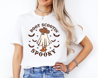 Boot Scootin Spooky Shirt, Halloween Shirt, Cowboy Ghost Shirt, Western Halloween Shirt, Country Shirt, Halloween Tee, Halloween Gift