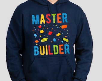 Master Builder Hoodie, Building Blocks Hoodie, Brick Builder Hoodie, Block Builder Hoodie, Building Bricks Birthday, Gift For Him