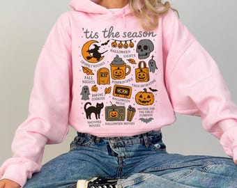 Halloween Tis the Season Hoodie, Spooky Season Hoodie, Retro Halloween Aesthetic Hoodie, Women's Halloween Hoodie, Pumpkin Witch Graphic Tee