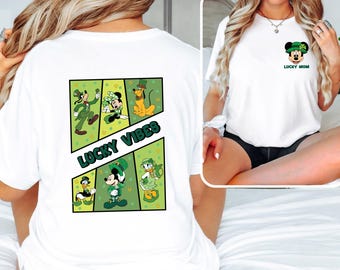 Custom Disney Mickey And Friends Lucky Vibes Shirt, Disneyland Lucky Day Tee, Disney Shamrock Shirt, Custom Family Saint Patrick's Day Shirt