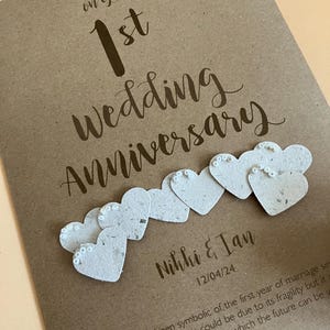Papier (1er) Carte d'anniversaire de mariage de 1 an - Personnalisée avec les noms et la date