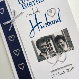 Carte d'anniversaire spéciale mari/femme - personnalisée avec photo, noms et date