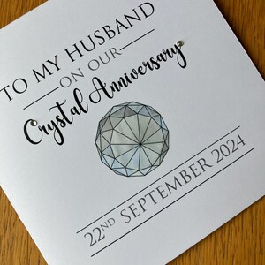Carte de félicitations d'anniversaire de mariage en cristal 15 ans personnalisée