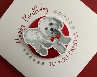 Cavachon Personalised Birthday Card - with Diamanté Accents