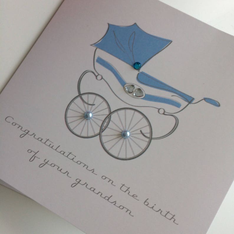 New Parents or Grandparents New Baby Congratulations Pram Illustration Card