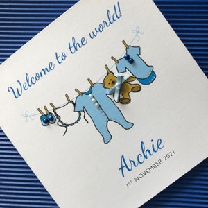 Félicitations pour nouveau bébé vêtements nounours bébé carte personnalisée