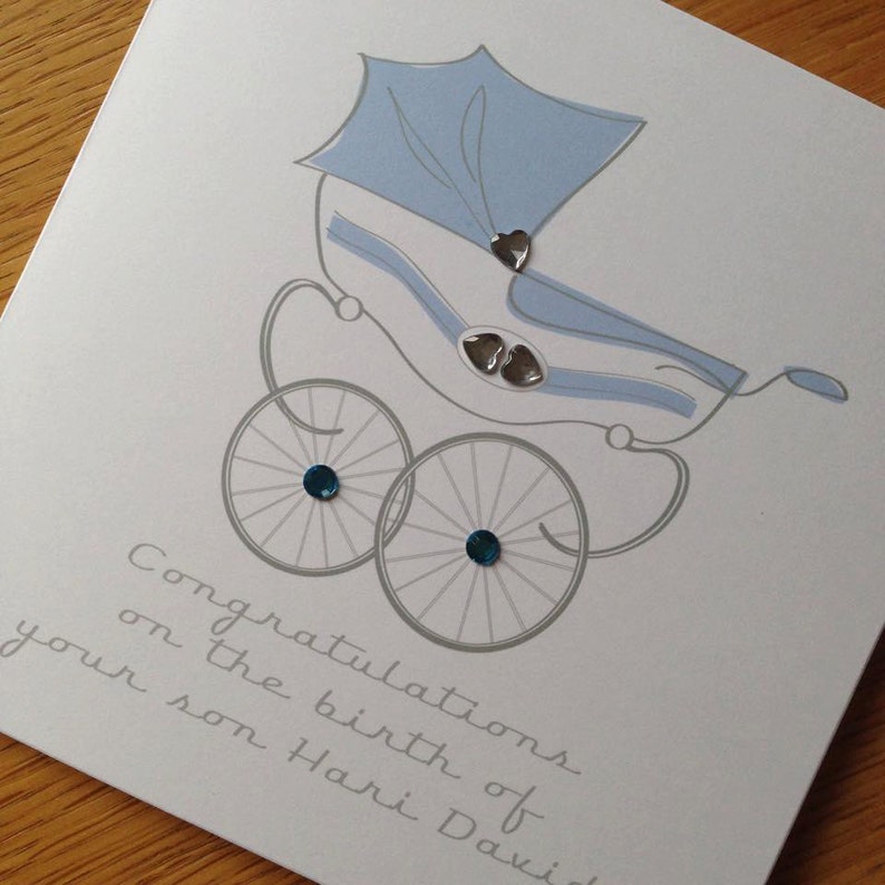 New Parents or Grandparents New Baby Congratulations Pram Illustration Card