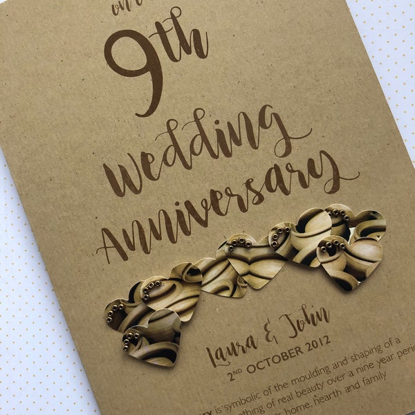 Pottery (9th) 9 year Wedding Anniversary Card - Personalised with names and date