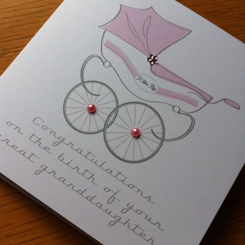 New Parents or Grandparents New Baby Congratulations Pram Illustration Card