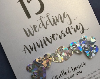 Crystal (15th) 15 years Wedding Anniversary Card - Personalised with names and date