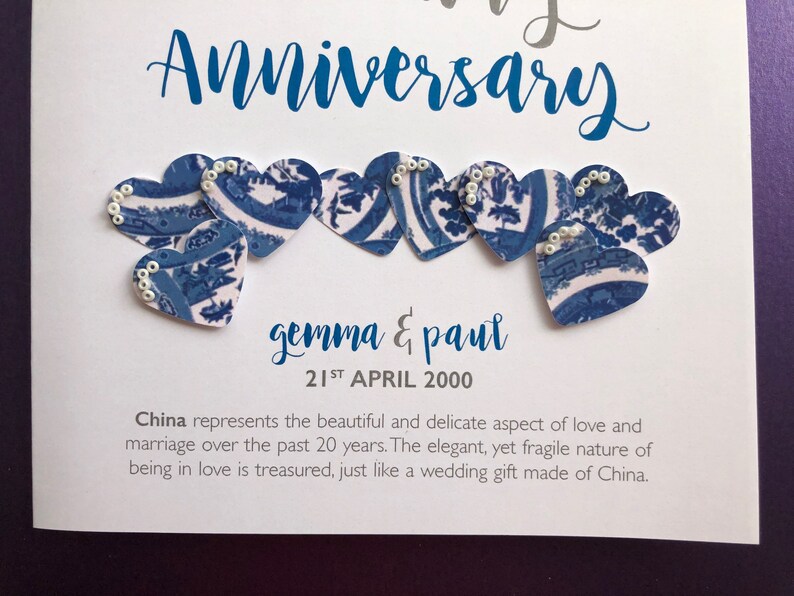 China 20th 20 Years Wedding Anniversary Card Personalised Etsy
