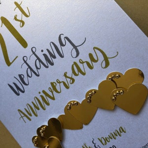 Carte d'anniversaire de mariage 21 ans en laiton (21 ans) - Personnalisée avec les noms et la date