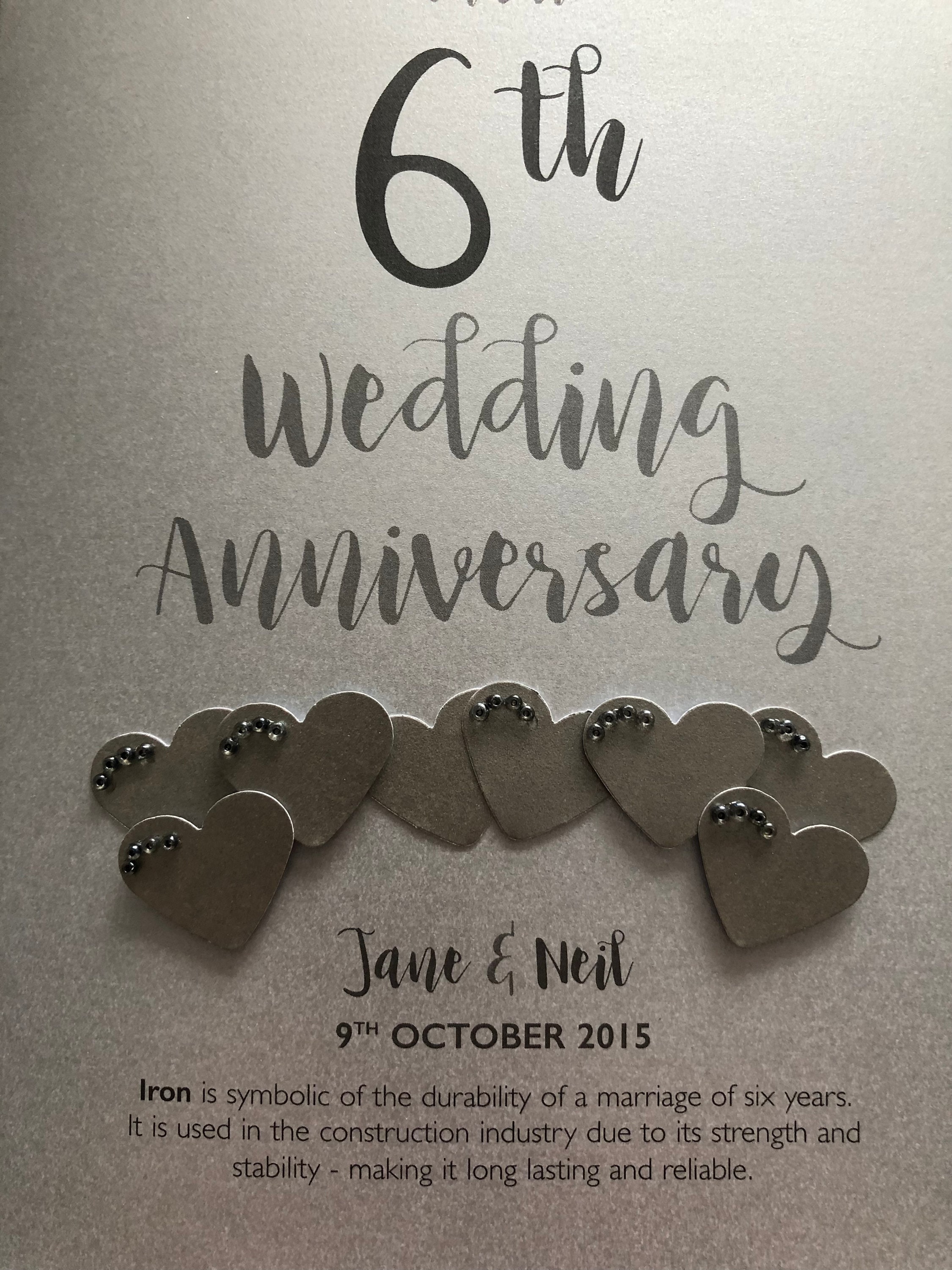 Iron 6th 6 Years Wedding Anniversary Card Personalised - Etsy UK