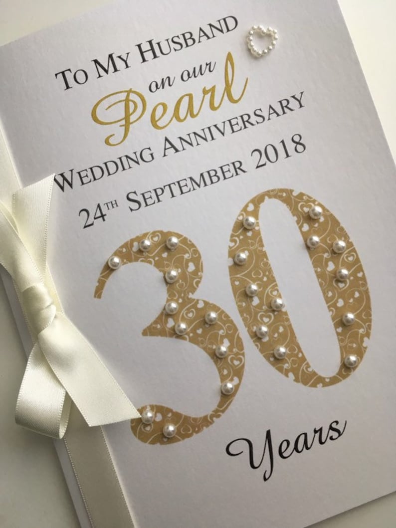 Pearl 30th 30 Wedding Anniversary Card Personalised with Etsy