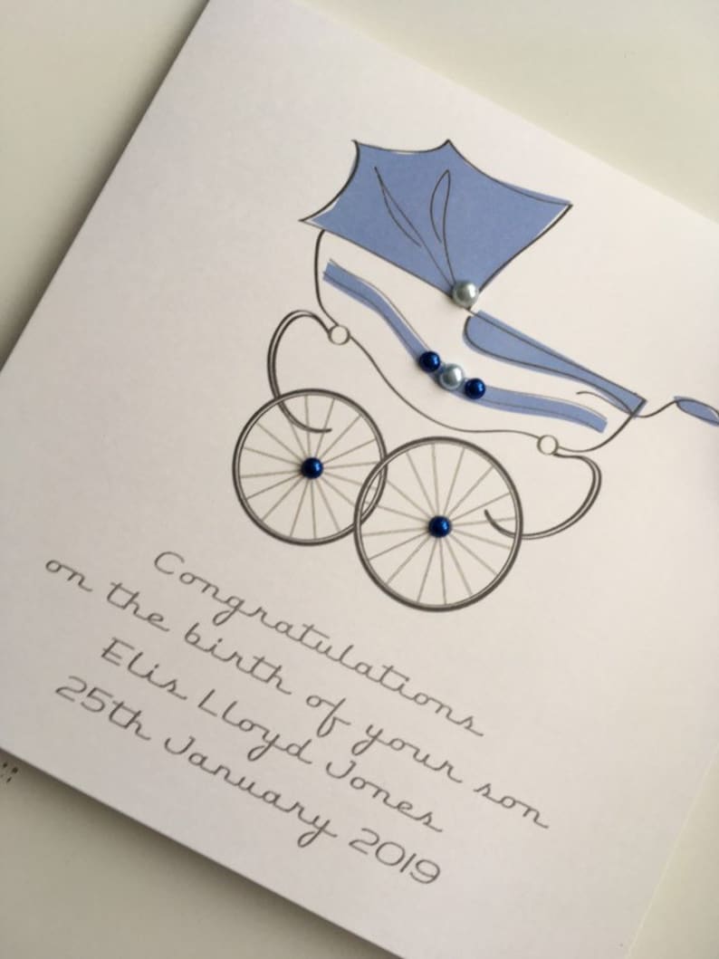 New Parents or Grandparents New Baby Congratulations Pram Illustration Card