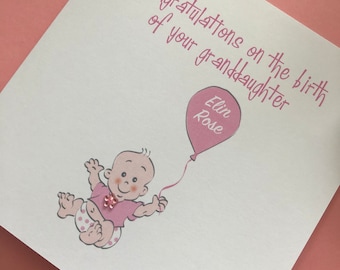 New Parents New Grandparents Baby Congratulations Card Baby Personalised