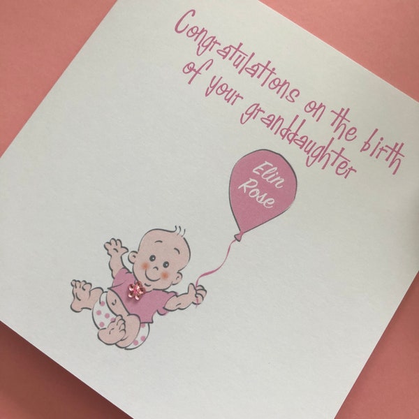 New Parents New Grandparents Baby Congratulations Card Baby Personalised