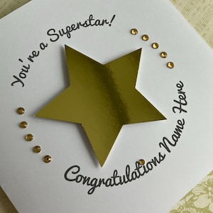 Carte de félicitations personnalisée Super Star - avec des touches de strass